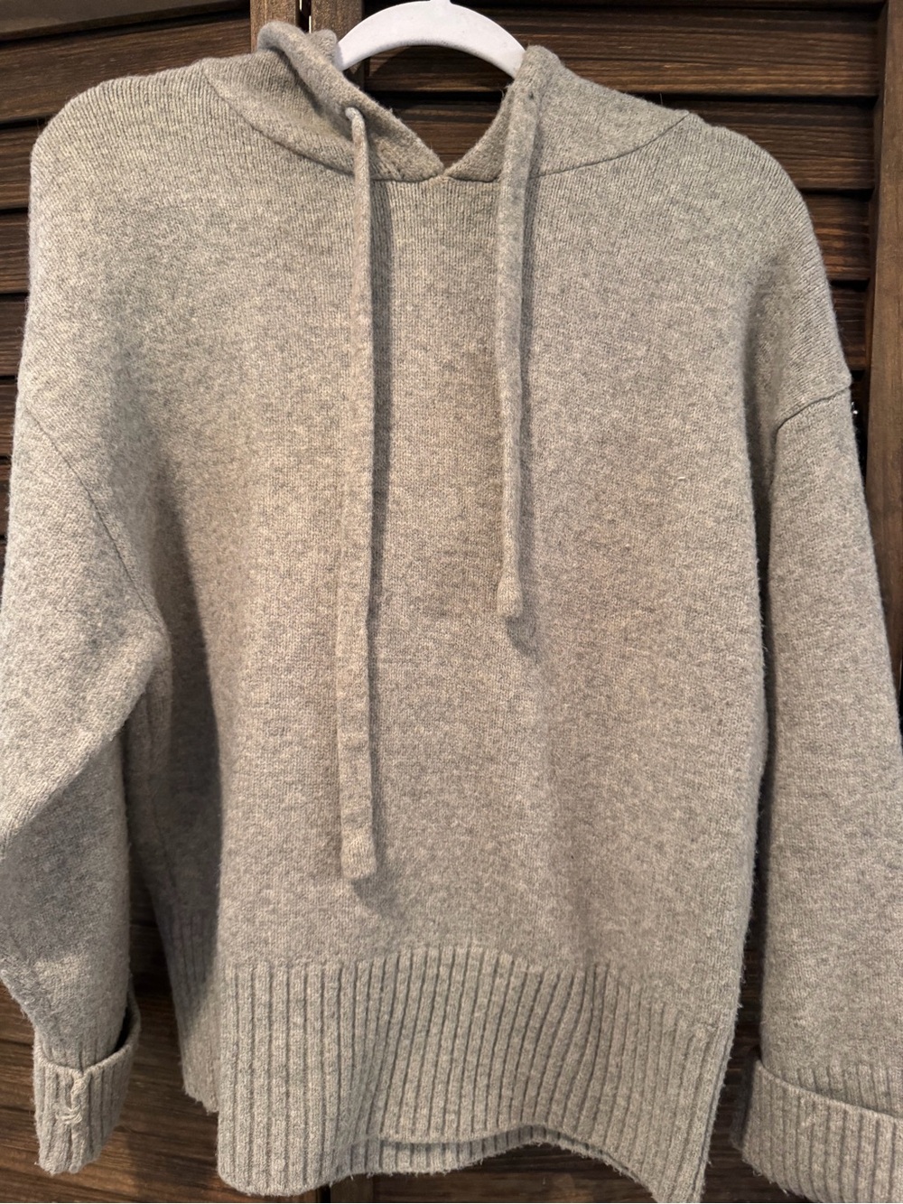 Zara women’s Crewneck Hooded Sweater in Light Heather Gray